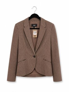 Mango Brown Micro-Check Tailored Blazer